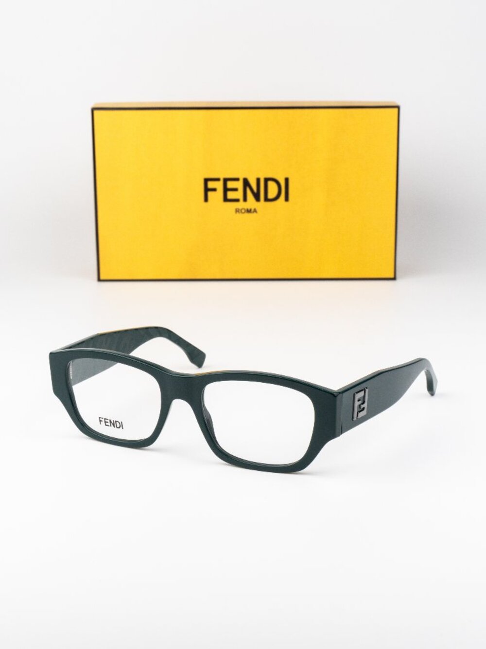 Fendi Men Eyeglasses Rectangular Green FE50123I 096 NEW AUTHENTIC